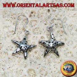 Silver earrings, handmade starfish pendants