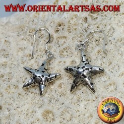 Boucles d'oreilles en argent, pendentifs étoiles de mer à la main