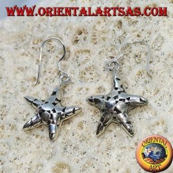 Silver earrings, handmade starfish pendants