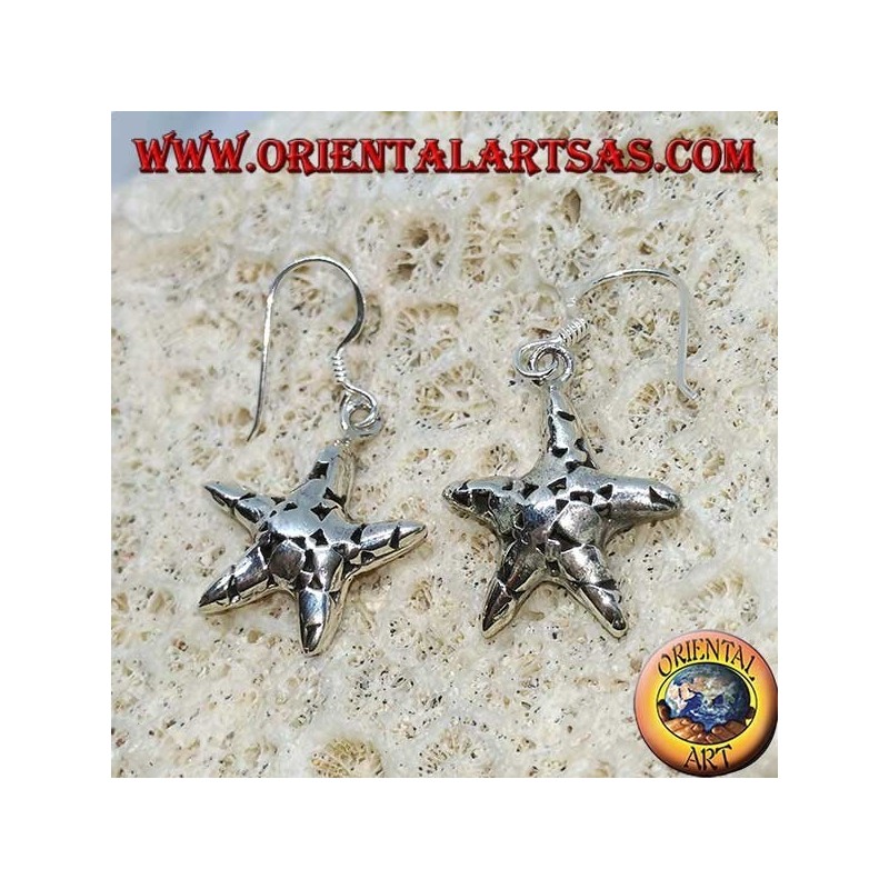 Pendientes de plata, colgantes hechos a mano de estrellas de mar