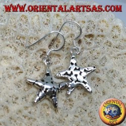Silver earrings, handmade starfish pendants