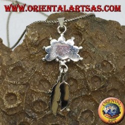 Colgante de plata con turquesa y 2 plumas de estilo nativo americano