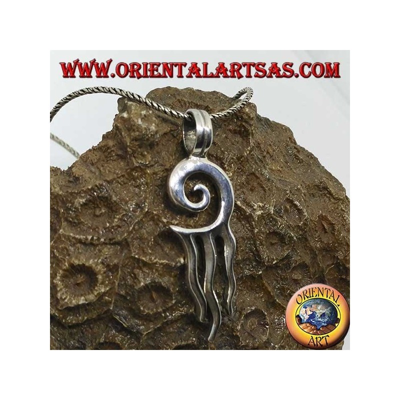 Silberanhänger, Sonnenspirale mit drei Strahlen