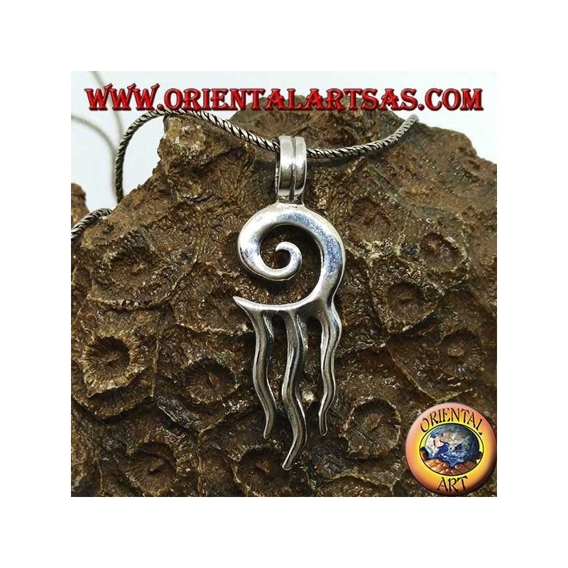 Pendentif en argent, spirale solaire à trois rayons