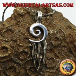 Silver pendant, solar spiral with three rays