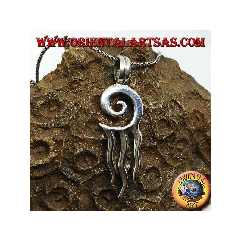 Silberanhänger, Sonnenspirale mit drei Strahlen