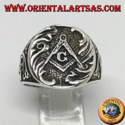 Bague en argent, cachet et boussole de franc-maçon avec un G "de franc-maçonnerie"