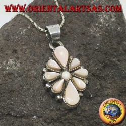 Silver pendant with eight teardrop mother of pearl