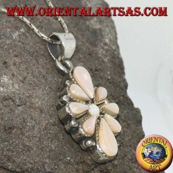 Silver pendant with eight teardrop mother of pearl