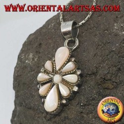 Silver pendant with eight teardrop mother of pearl