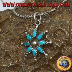Colgante estrella de plata de ocho puntas con turquesa
