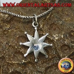 Eight-pointed silver star pendant with turquoise