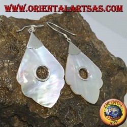 Boucles d'oreilles en argent avec pendentif en nacre à trou rond