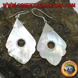 Boucles d'oreilles en argent avec pendentif en nacre à trou rond