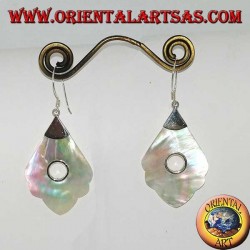 Boucles d'oreilles en argent avec pendentif en nacre à trou rond