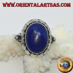 Bague en argent avec ensemble de lapis-lazuli ovale naturel