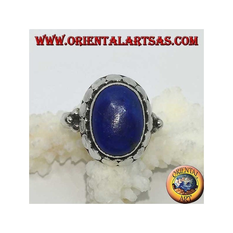 Anello in argento  con Lapislazzuli naturale ovale incastonato