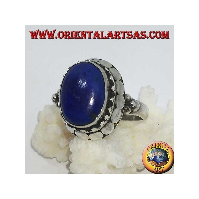 Silberring mit natürlichem ovalem Lapislazuli-Set