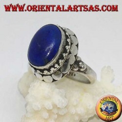 Bague en argent avec ensemble de lapis-lazuli ovale naturel