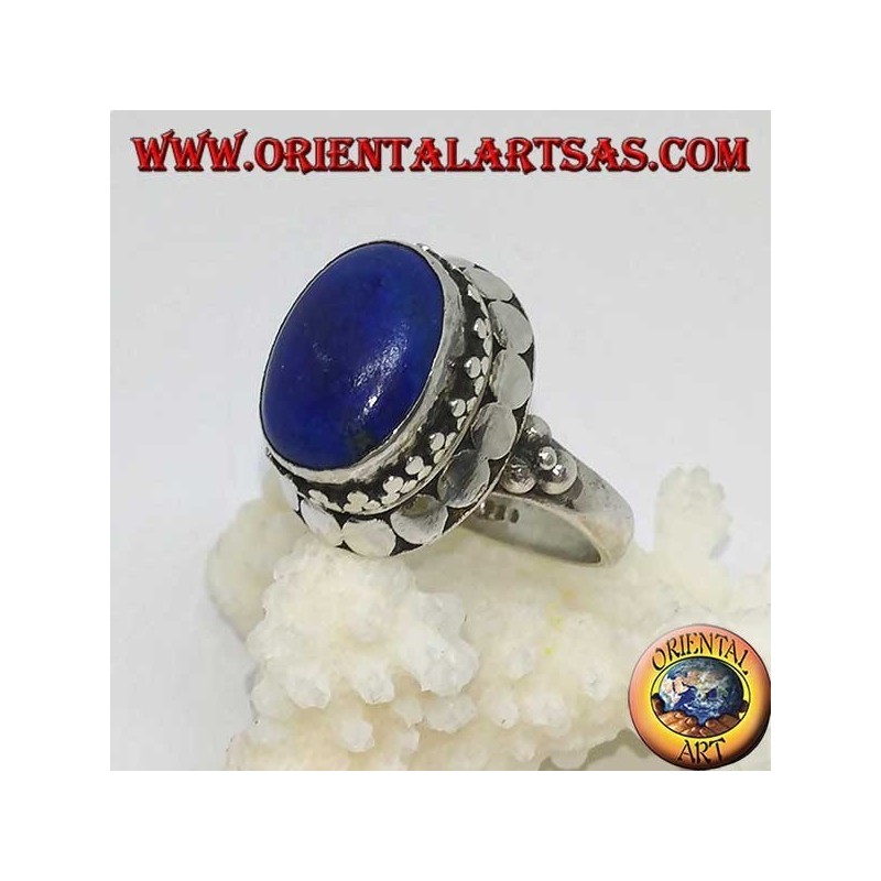 Silver ring with natural oval Lapis Lazuli set