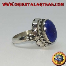 Silver ring with natural oval Lapis Lazuli set
