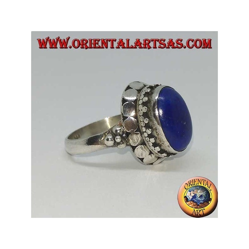Silver ring with natural oval Lapis Lazuli set