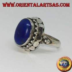 Silberring mit natürlichem ovalem Lapislazuli-Set