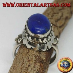 Silberring mit natürlichem ovalem Lapislazuli-Set