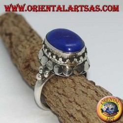 Silver ring with natural oval Lapis Lazuli set