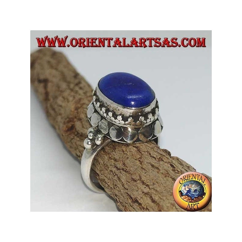 Silver ring with natural oval Lapis Lazuli set
