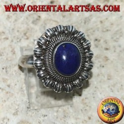 Bague en argent faite main avec lapis-lazuli ovale naturel