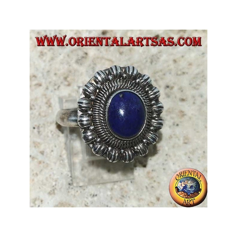 Handmade silver ring with natural oval Lapis Lazuli