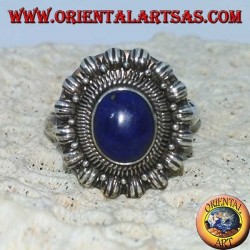 Anillo de plata hecho a mano con lapislázuli ovalado natural