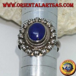 Anillo de plata hecho a mano con lapislázuli ovalado natural