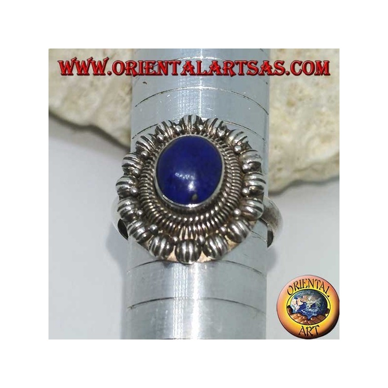 Bague en argent faite main avec lapis-lazuli ovale naturel