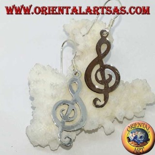 Silver treble clef earrings