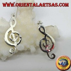 Boucles d'oreilles clé de sol en argent