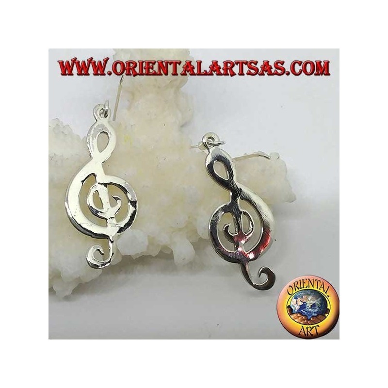 Pendientes de plata clave de sol