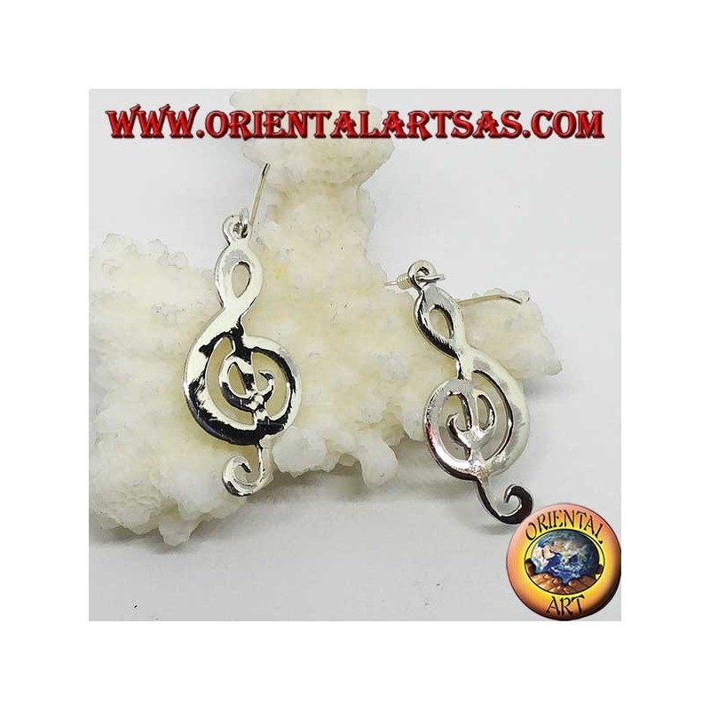 Pendientes de plata clave de sol