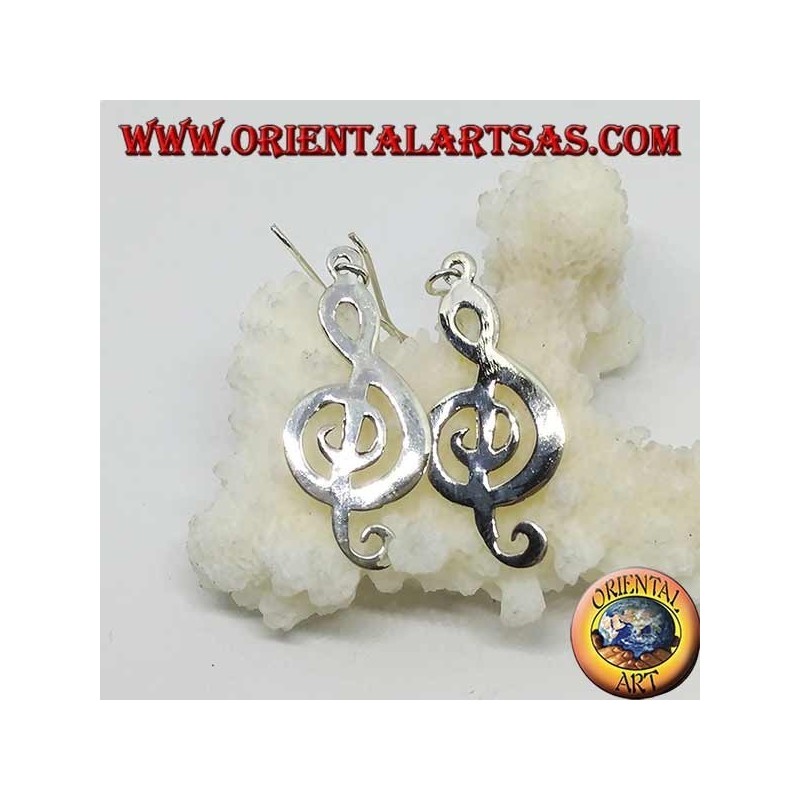 Silver treble clef earrings