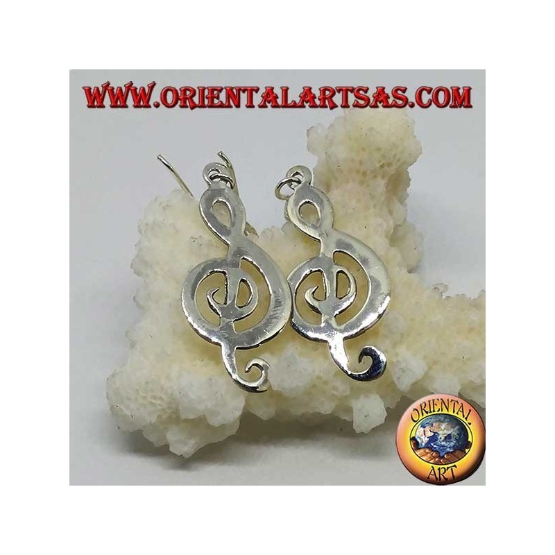 Pendientes de plata clave de sol