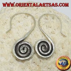 Karen handgemachte Haken Spirale Silber Ohrringe