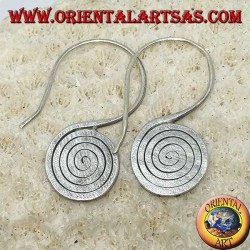 Boucles d'oreilles écrasées en argent avec spirale crochues faites main de Karen