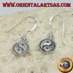 Yin-Yang-Ohrring in Silber mit doppelseitigem Anhänger, Taijitu (T'ai Chi T'u)
