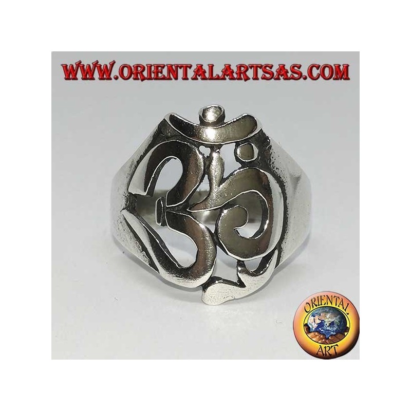 Anillo de plata con Aum u Om (ॐ) letra sagrada del hinduismo