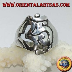 Bague en argent avec Aum ou Om (ॐ) lettre sacrée de l'hindouisme