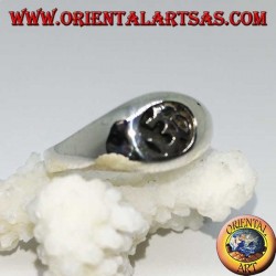 Silver ring with Aum or Om (ॐ) sacred letter of low-relief Hinduism