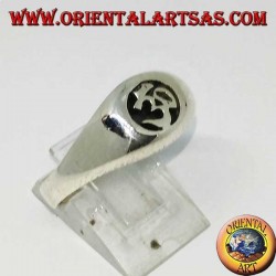 Bague en argent avec Aum ou Om (ॐ) lettre sacrée de l'hindouisme en bas-relief