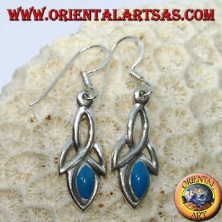 Boucles d'oreilles en argent avec noeud tyrone et pâte turquoise