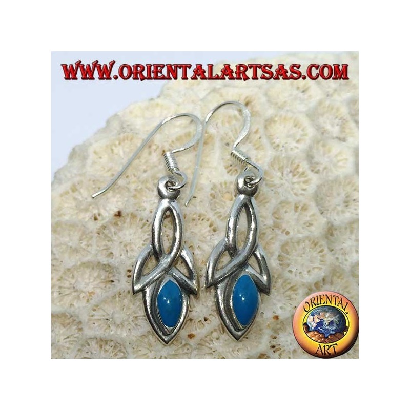 Boucles d'oreilles en argent avec noeud tyrone et pâte turquoise